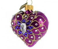 Weihnachtskugel -Herz 5 cm Diamant in Violett 3
