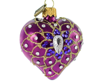Weihnachtskugel -Herz 5 cm Diamant in Violett 1