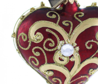 Weihnachtskugel -Herz 5 cm Perle in Rot 1