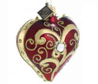 Weihnachtskugel -Herz 5 cm Perle in Rot 2